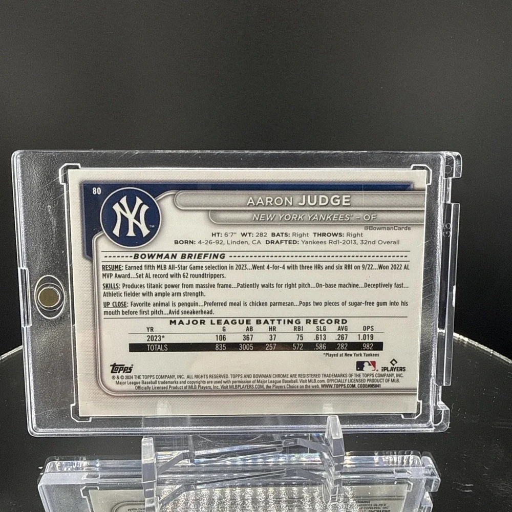 2024 Bowman Chrome Aaron Judge Aqua Raywave Refractor /199 #80 New York Yankees